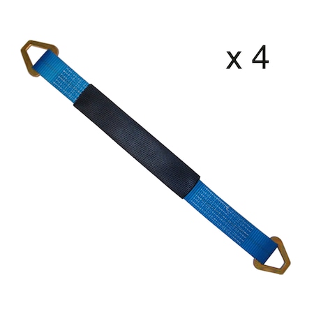 Tie 4 Safe 2" x 48" Axle Straps w/ Sleeve & D Rings, WLL, 3,333 lbs., PK4 RT41A-48M18-BU-C-4